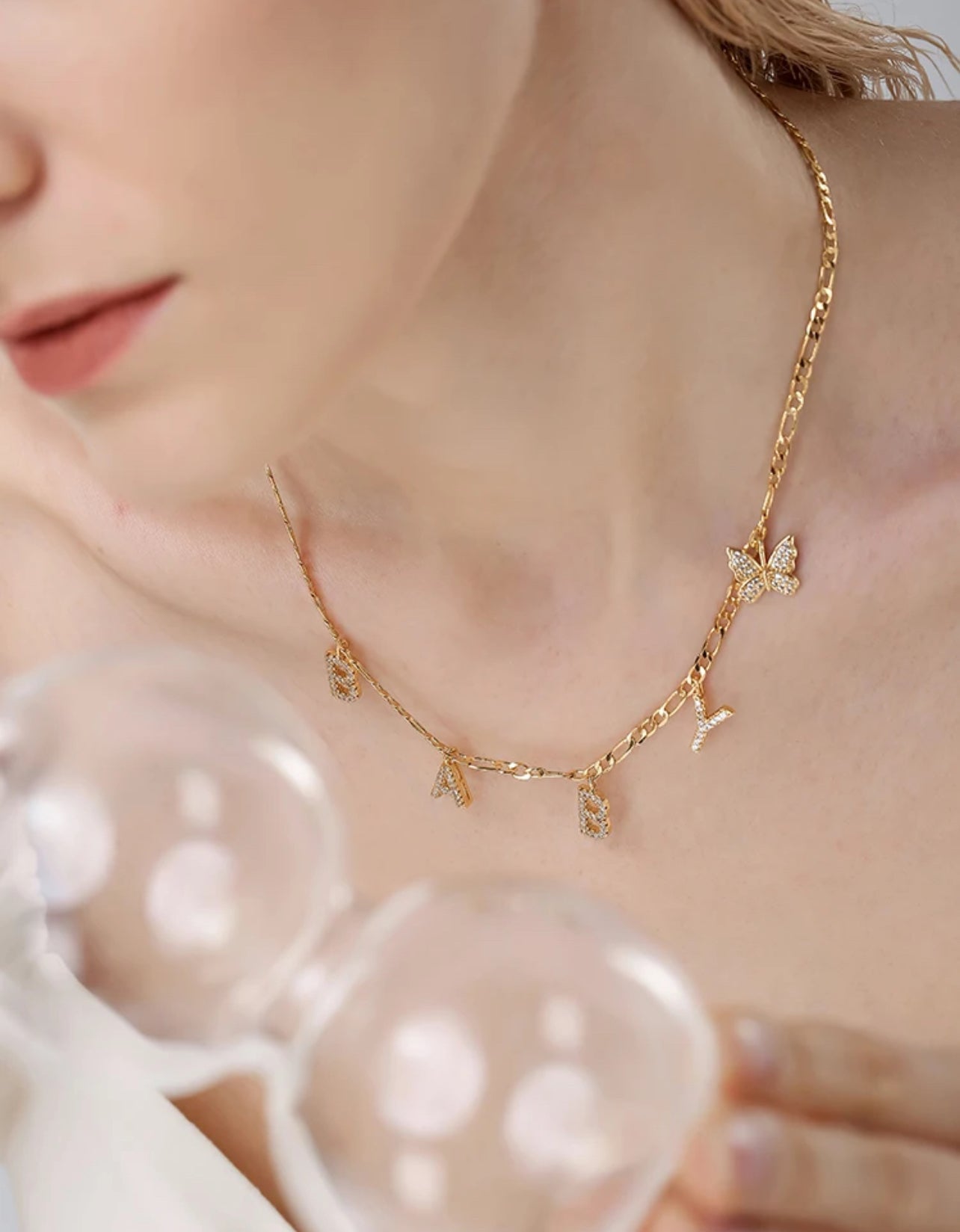 Diamond Letter Necklace & 18” Chain